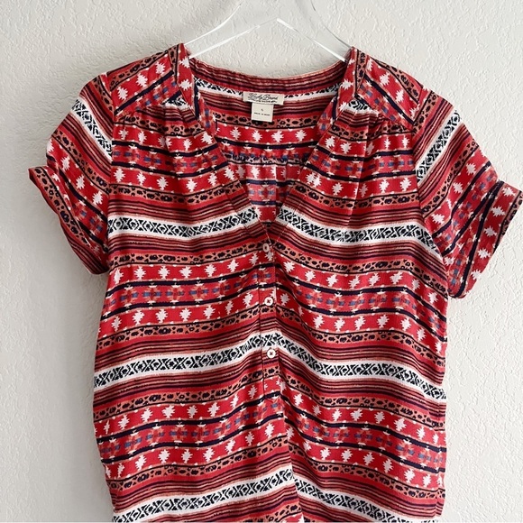 LUCKY BRAND Short Sleeve Aztec Tribal Print Blouse - Picture 2 of 11